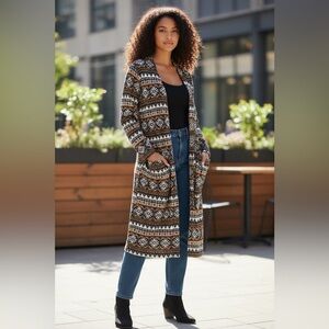 Haptics Women's Western Patterned Cardigan -EUC